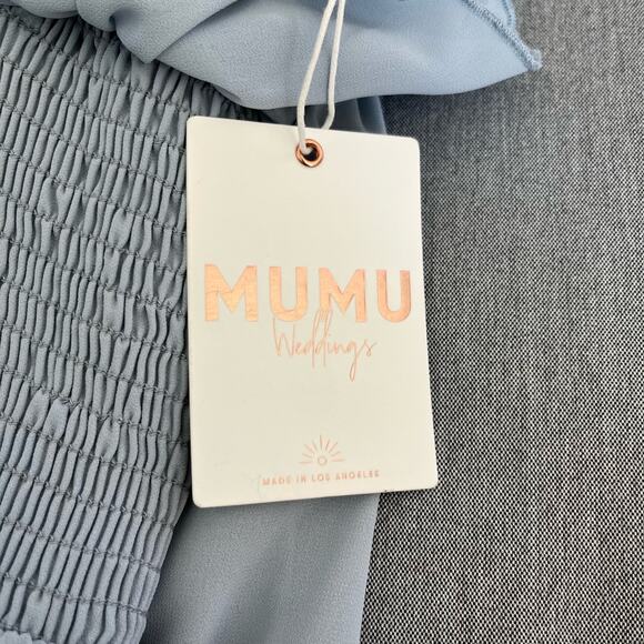 Anthropologie Show Me Your Mumu Emma Blue Off Shoulder Maxi Dress XS/SM NWT - Picture 12 of 16